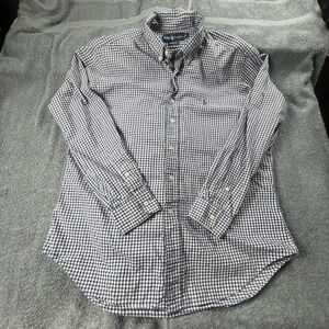 Ralph Lauren Polo Shirt  L Blue Green Blackwatch Tartan Custom Fit Button Down